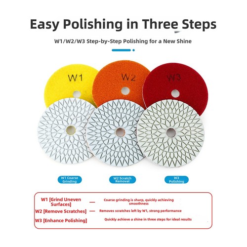 Three step polishing pads - pads, for